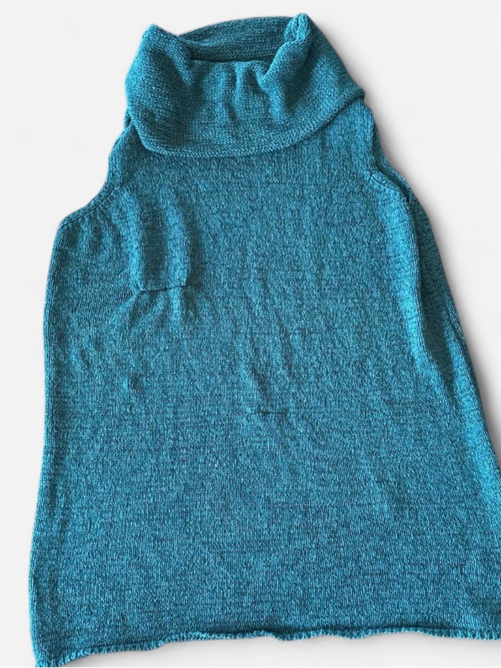 Passport Teal Sleeveless Cowl Neck Sweater
